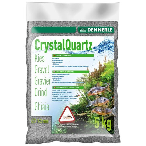 ​грунт dennerle crystal quartz gravel светло коричневый 5 кг Грунт для аквариума Crystal Quartz Gravel темно-серый 1-2 мм Dennerle (5 кг)