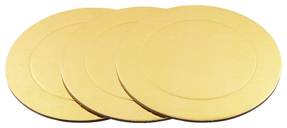 Подложки под торт "S-CHIEF" PDC-0006 20 см 3.5 мм 3 шт. золото