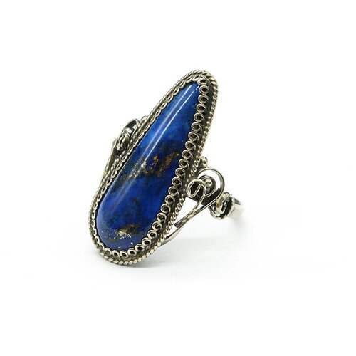 Кольцо Радуга Камня, лазурит, размер 19, синий, белый