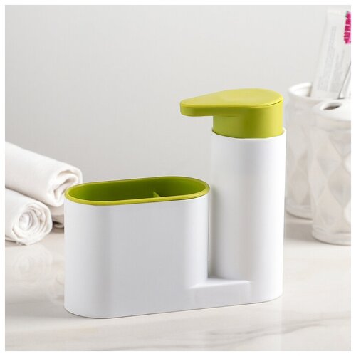 Подставка для ванных и кухонных принадлежностей с дозатором, 6×17,5×19 см, цвет микс./В упаковке штук: 1