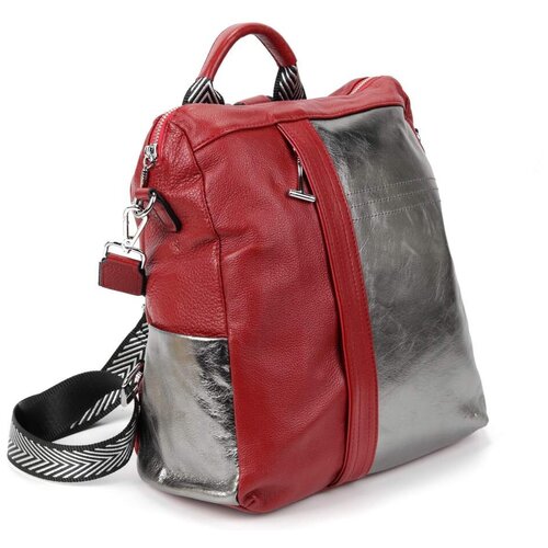 фото Женский кожаный рюкзак 9064 ред/сильвер piove