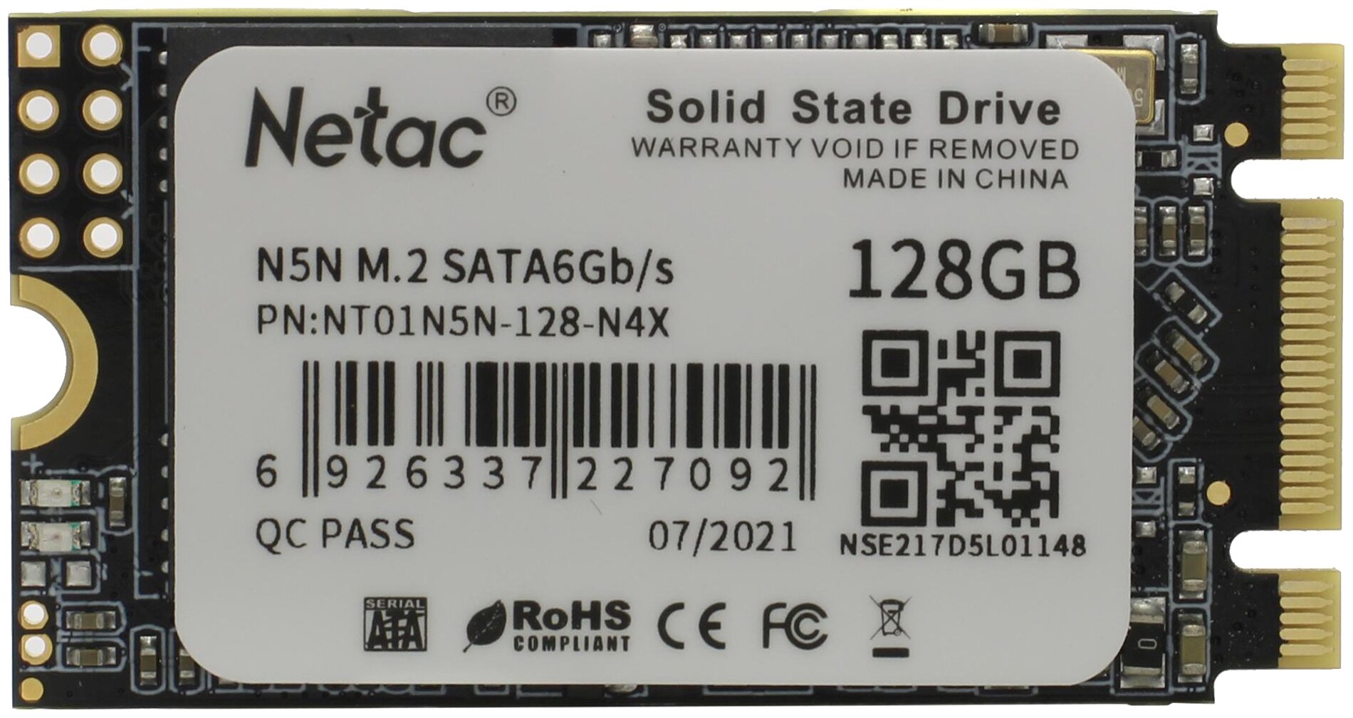 SSD диск Netac M.2 (2242) mSATA N5N 128Gb Sata III 3D Nand Nt01n5n-128-n4x Nt01n5n-128-n4x