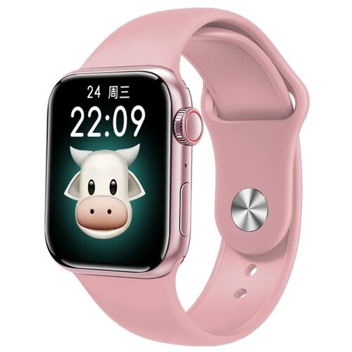 фото Умные часы m26 plus / smart watch m26 plus / m26+ с полноразмерным экраном, активной боковой кнопкой и беспроводной зарядкой, розовые kuplace