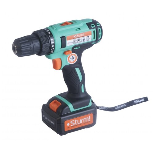 CD3218L Дрель акк Sturm 18В Li-Ion 2 скор 2 акк 20 Ач быстр заряд подсв кейс 789000₽