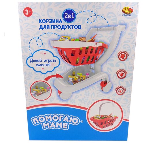 фото Корзина-тележка для продуктов 2 в 1 "помогаю маме", 27 предметов junfa toys