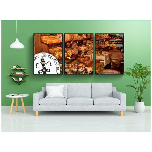 фото Набор модулных постеров для интерьера "сыр, продажа сыра, гастроном" 60x90 см. в тубусе, без рамки lotsprints