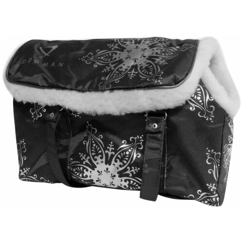 фото Dogman сумка- переноска модельная № 8м, зима, иск. мех, черная, 38 х 18 х 25 см (1 шт)