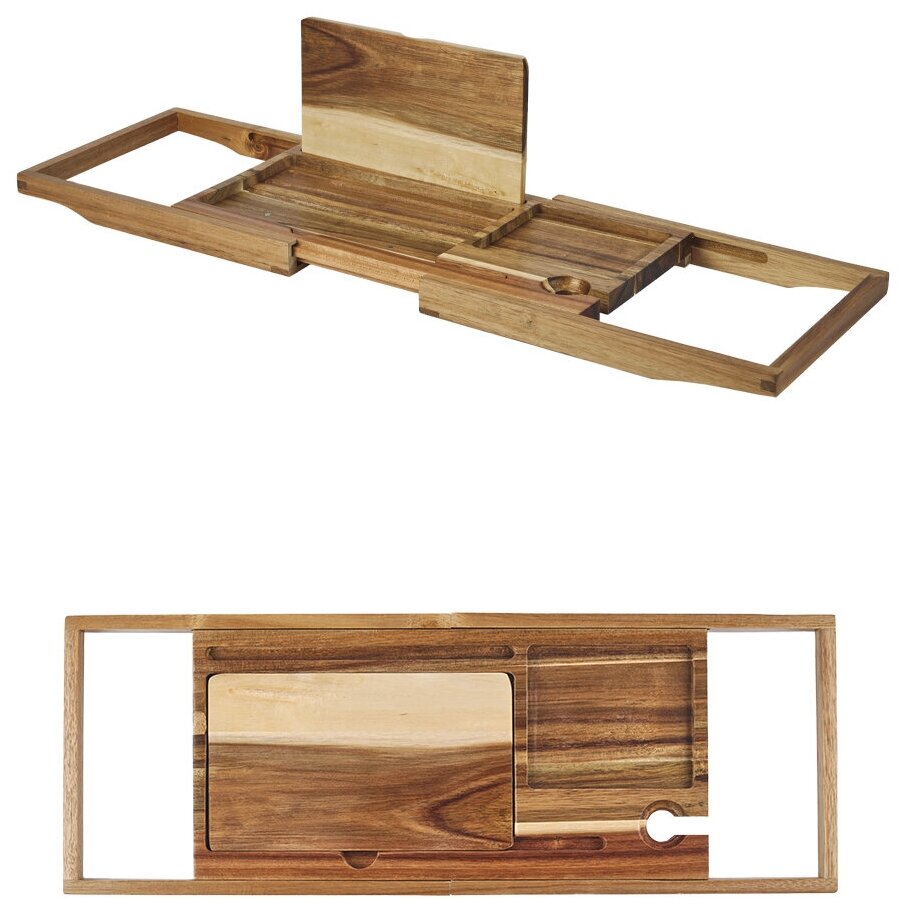 Деревянный столик-полка-подставка из массива акации на ванну BambooWood