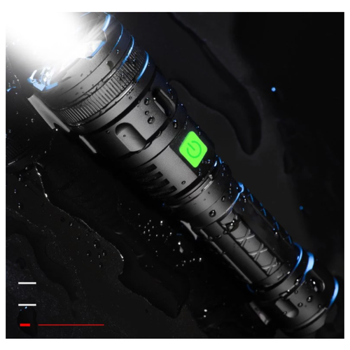 Фонарь стильный яркий перезаряжаемый телескопический MyPads A157-680 L9 из алюминиевого сплава с USB зарядкой дальний зум в черном цвете