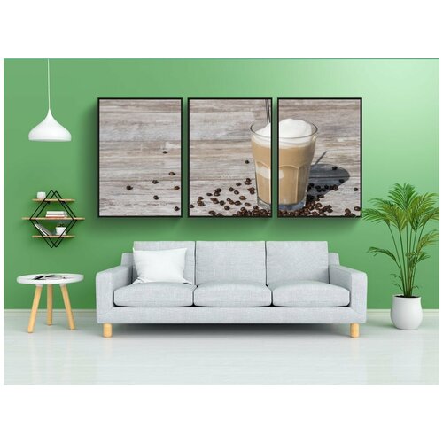 фото Набор модулных постеров для интерьера "холодный кофе, кофе, напиток" 60x90 см. в тубусе, без рамки lotsprints