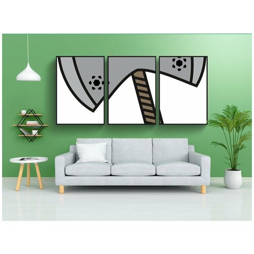 фото Набор модулных постеров для интерьера "топор, ручка, рубить" 60x90 см. в тубусе, без рамки lotsprints