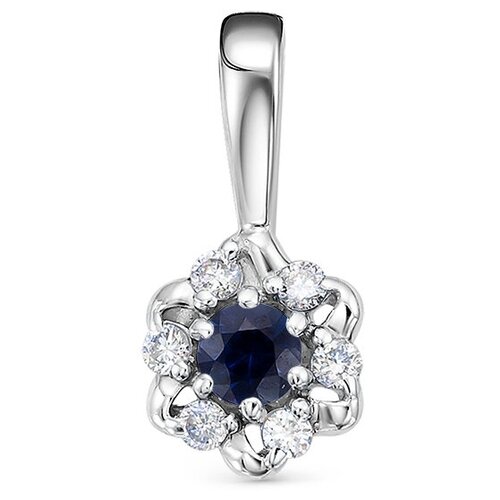 фото Подвеска с сапфиром и 6 бриллиантами из белого золота 98520 vesna jewelry