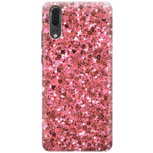 фото Силиконовый чехол на huawei p20 / хуавей п20 с эффектом блеска "розовые пайетки gosso