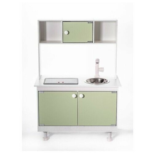 Детская кухня SITSTEP с интерактивной плитой со светом и звуком фисташковые фасады