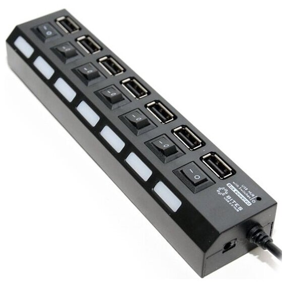 Разветвитель USB 5BITES HB27-203PBK, BLACK