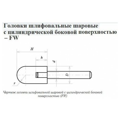 Головка абразивная 16х20х6 FW(ГШЦ) 25А F60(25Н) O(СТ1) с хвостовиком