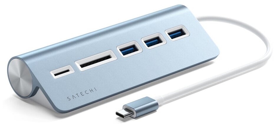 USB-концентратор Satechi Aluminum USB 3.0 Hub & Card Reader ST-TCHCRB (Blue)