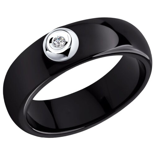 фото Sokolov кольцо с керамикой и бриллиантом из белого золота 6015032, размер 16.5