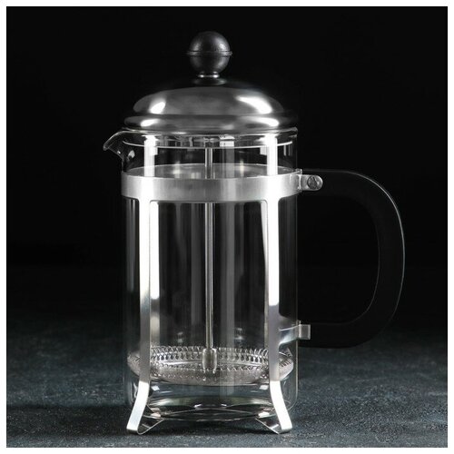 Чайник заварочный френч - пресс Magistro «Металлик», 800 мл, стекло, цвет серебряный