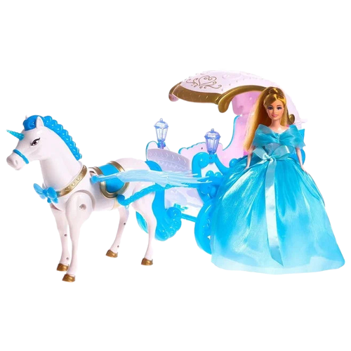 Кукла Сима-ленд Зимнее волшебство с каретой и лошадью, 4503564 интерактивная кукла милая малышка сима ленд 35 см 7015866 слоновая кость