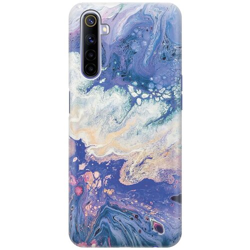 фото Ультратонкий силиконовый чехол-накладка для realme 6 с принтом "фиолетовый мрамор" gosso