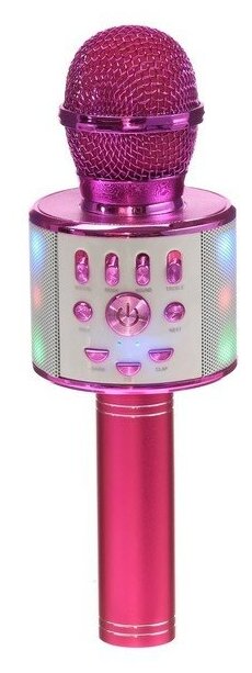 Микрофон для караоке LuazON LZZ-70, 5 Вт, 1800 мАч, коррекция голоса, подсветка, розовый