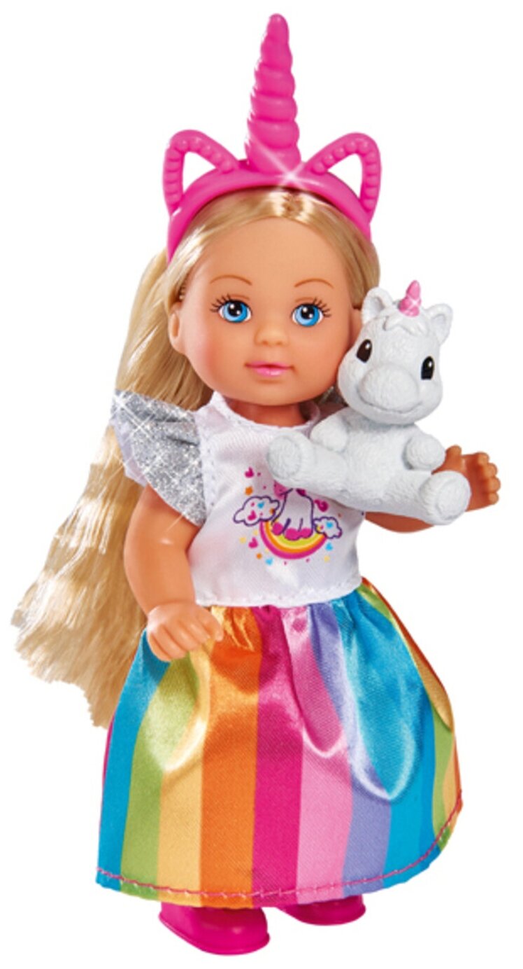 Игровой набор с куклой Еви 12 см в ярком платье с единорогом Simba 5733425