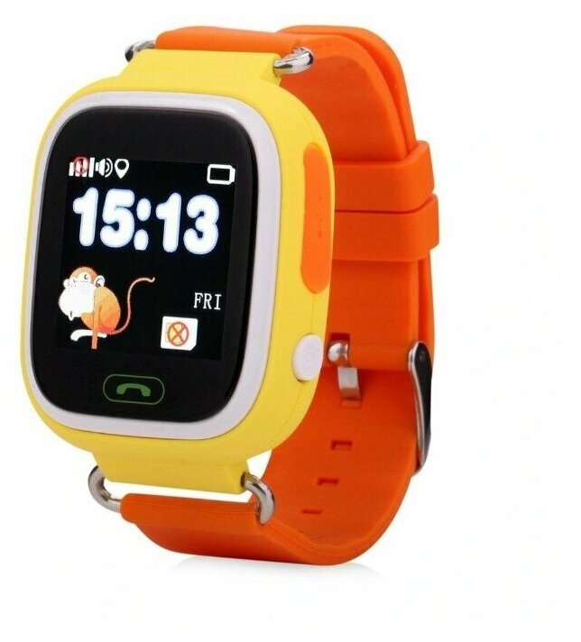 Детские часы, детские умные часы, умные часы для детей High Quality с GPS, поддержкой звонков, кнопкой SOS, сим карта, сенсорный дисплей, оранжевый