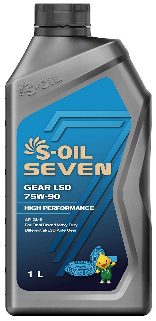 Трансмиссионное масло S-OIL 7 GEAR LSD GL-5 75W-90 (1L) синтетика