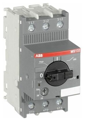 MS132-1.6 автоматический выключатель с регулируемой тепловой защитой (1.0-1.6А) 100kА ABB, 1SAM350000R1006