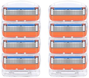 Сменные кассеты лезвия для бритв совместимые с Gillette Fusion 8 штук (оранжевые)
