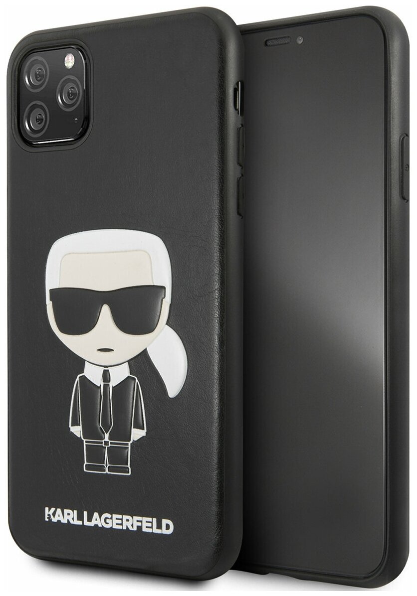 Чехол Karl Lagerfeld PU Leather Iconic Karl Hard для iPhone 11 Pro Max, черный