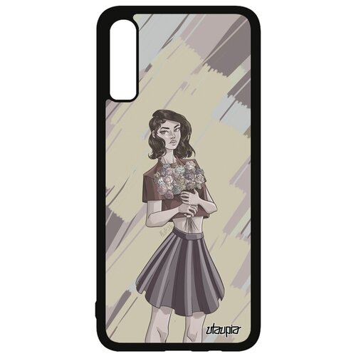 фото Красивый чехол для смартфона // samsung galaxy a70 // "девушка и цветы" модель розы, utaupia, серый