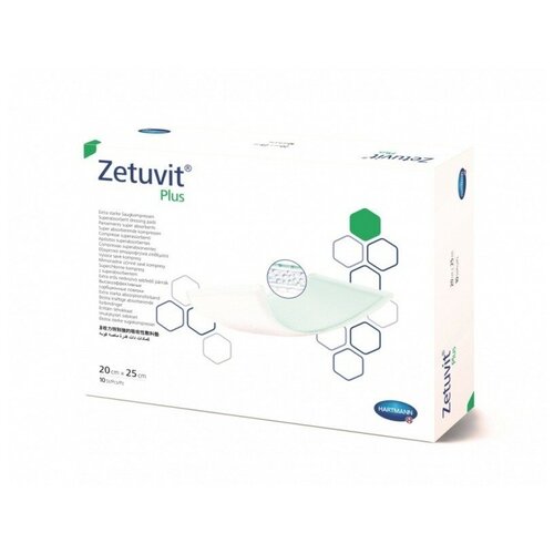 Повязка Zetuvit Plus (Цетувит Плюс) сорбционная стерильная с повышенной впитываемостью 20х25см в упаковке 10штук, 413713