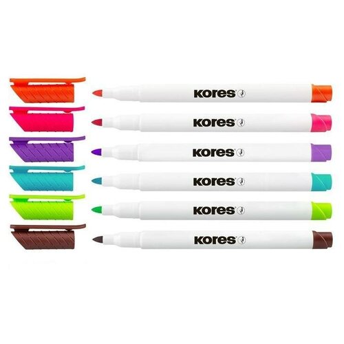Набор маркеров для белых досок Kores (толщина линии 2 мм, 6 цветов), 1336222