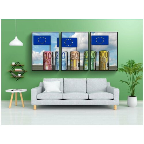 фото Набор модулных постеров для интерьера "евро, банкноты, флаг" 60x90 см. в тубусе, без рамки lotsprints