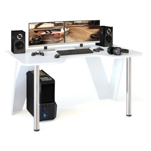 фото Кст-116 стол компьютерный игровой (150х90х75) (лдсп белая) сокол
