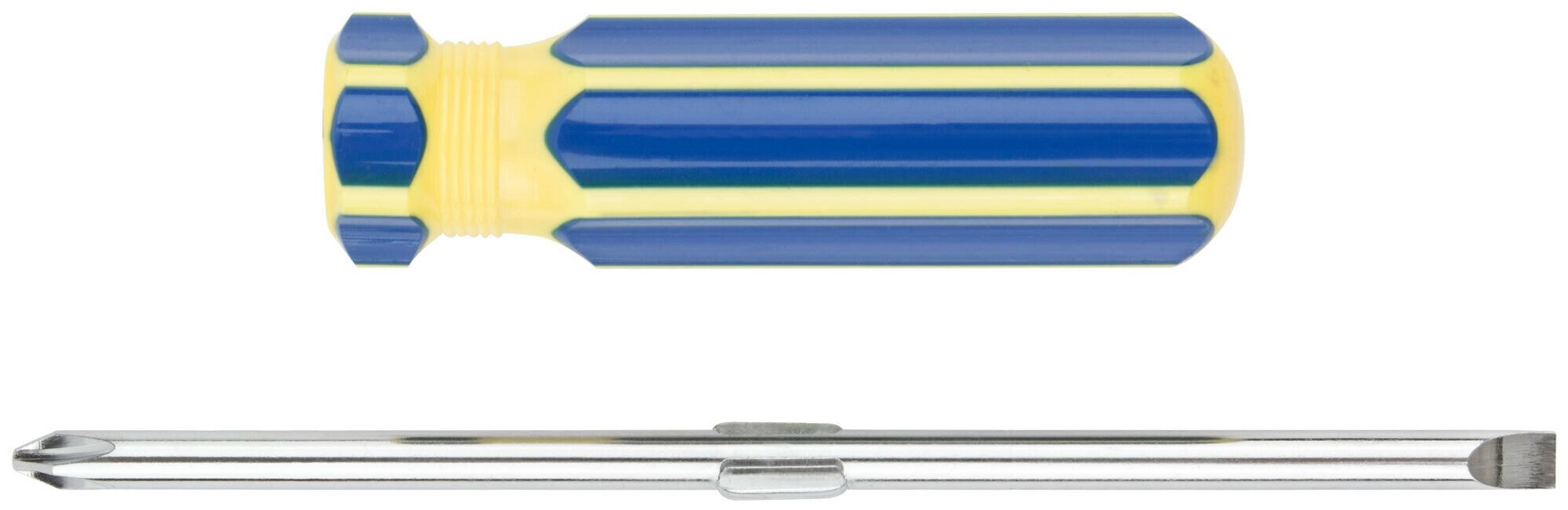 Отвертка с переставным жалом, CrV сталь, сине-желтая пластиковая ручка 6х70 мм PH2/SL6 56218