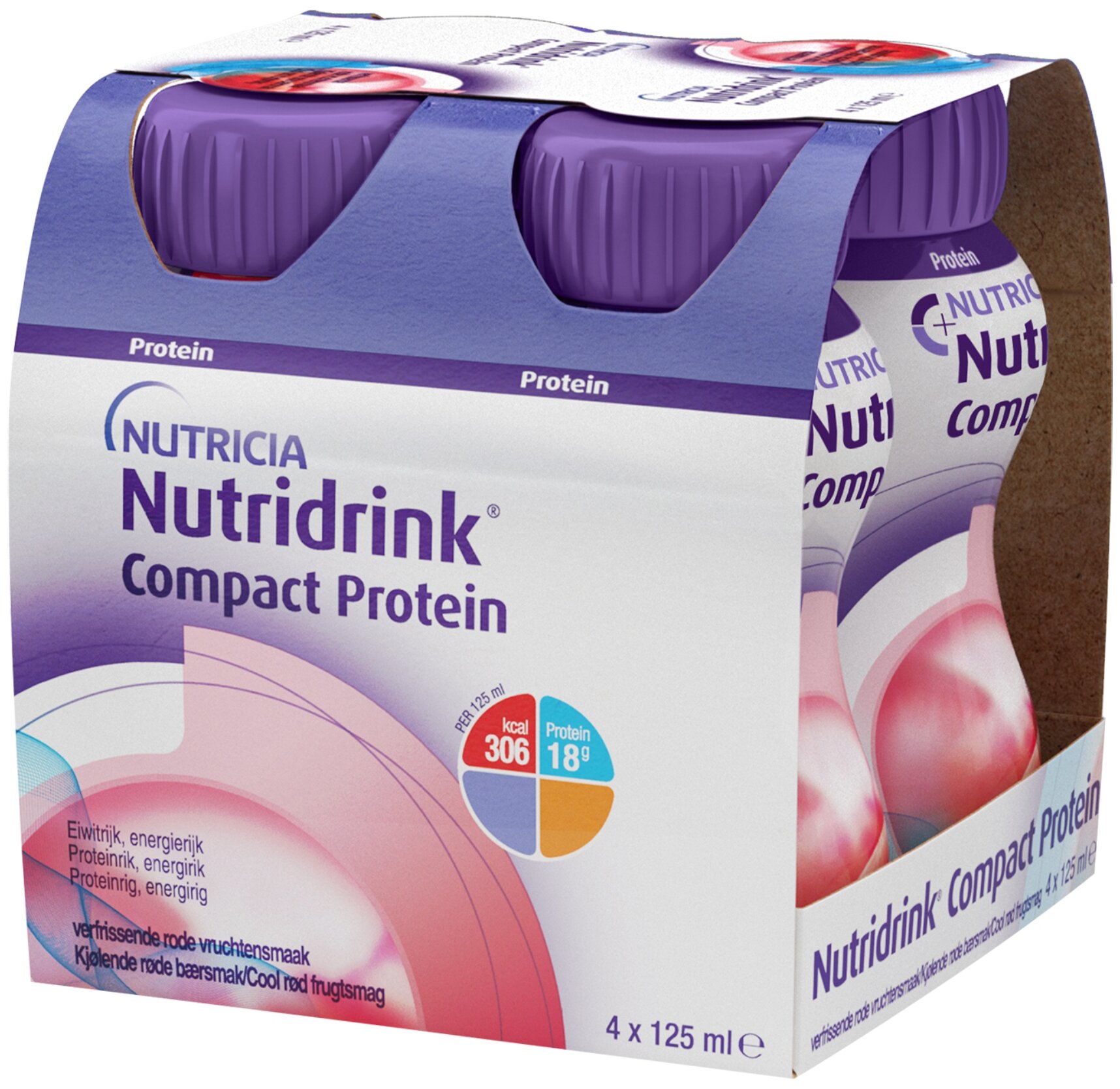 Nutridrink (Nutricia) Compact Protein, готовое к употреблению, 125 мл, 500 г, фруктово-ягодный, 4 шт.