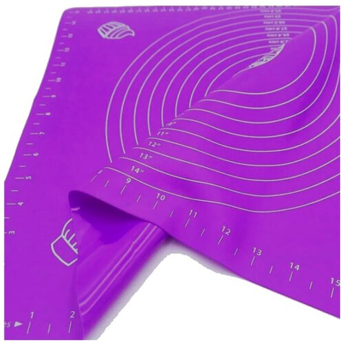 фото Профессиональный силиконовый коврик для выпечки и раскатки теста, с разметкой, фиолетовый, 70х70 см libra plast