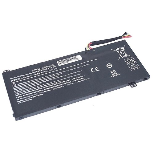 Аккумуляторная батарея для ноутбука Acer Aspire VN7 (AC14A8L-3S1P) 11.4V 4605mAh OEM черная аккумулятор для ноутбука acer aspire vn7 ac14a8l 3s1p 11 4v 4605mah