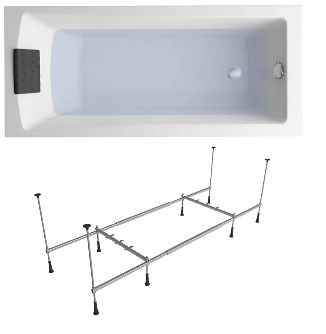 Комплект 3 в 1 Lavinia Boho One S1-3701007P, акриловая ванна 170x70 см, каркас, подголовник