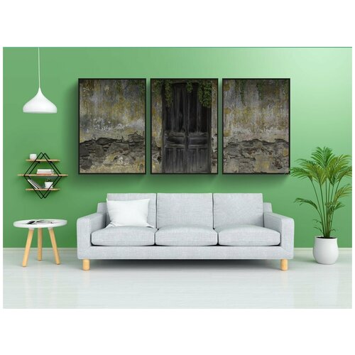 фото Набор модулных постеров для интерьера "двери, древний, древесина" 60x90 см. в тубусе, без рамки lotsprints