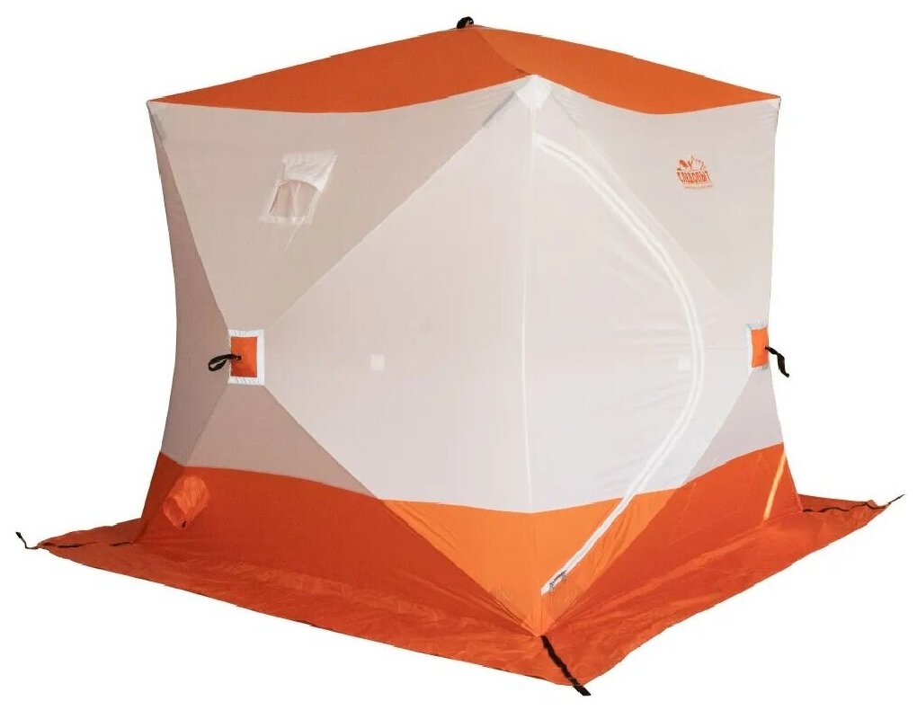 Палатка для зимней рыбалки Следопыт Куб (210х210х214 см, однослойная) (Бело-оранжевый)