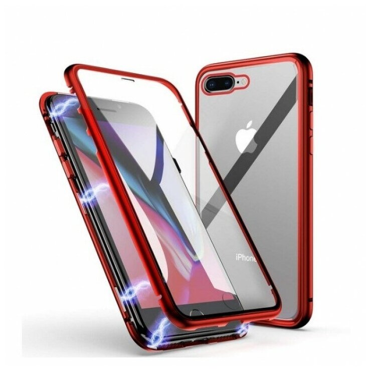 Чехол-бампер MyPads для iPhone 7 Plus + 5.5 / iPhone 8 Plus (Айфон 7/ 8 плюс) магнитный из закаленного стекла и металла с двухсторонней прозрачно.