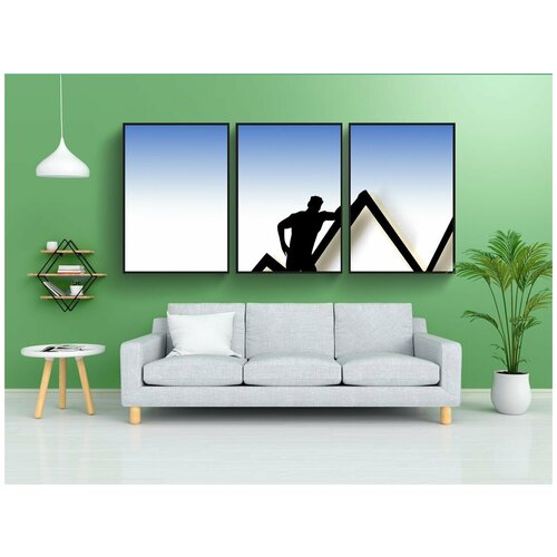 фото Набор модулных постеров для интерьера "человек, силуэт, изгиб" 60x90 см. в тубусе, без рамки lotsprints