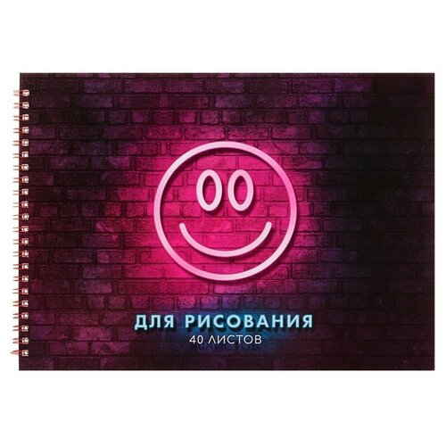 Альбом для рисования А4, 40 листов на гребне «Смайл», обложка мелованный картон, блок 100 г/м² (2 шт) альбом апплика 29 7 х 21 см 100 г м² 24 л разноцветный разноцветный 29 7 см 21 см 100 г м²