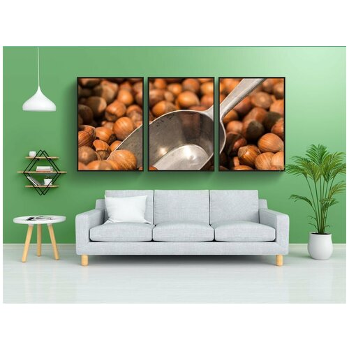 фото Набор модулных постеров для интерьера "фундуком, орехи, совок" 60x90 см. в тубусе, без рамки lotsprints
