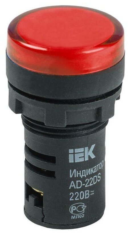 Лампа светосигнальная AD22DS d22мм 230В красн. IEK BLS10-ADDS-230-K04