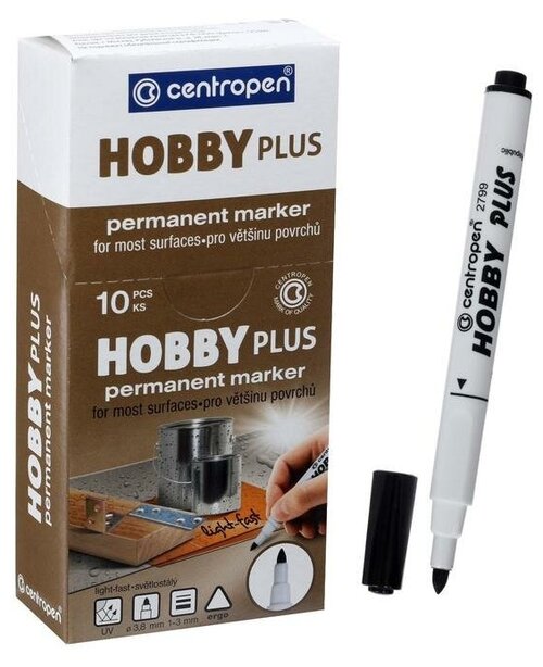 Маркер перманентный CENTROPEN HOBBY PLUS, 1-3 мм черный круглый